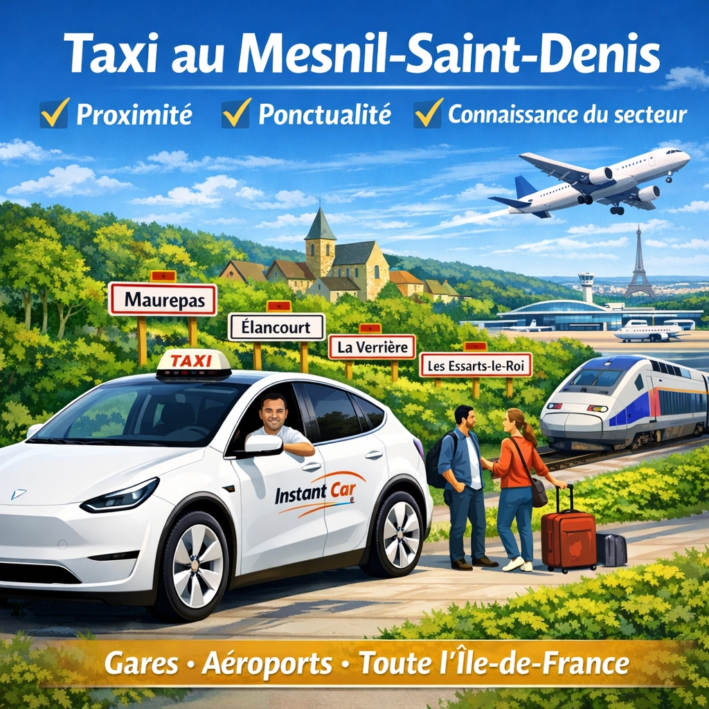 Taxi au Mesnil-Saint-Denis desservant Maurepas, Élancourt, La Verrière et Les Essarts-le-Roi pour gares et aéroports