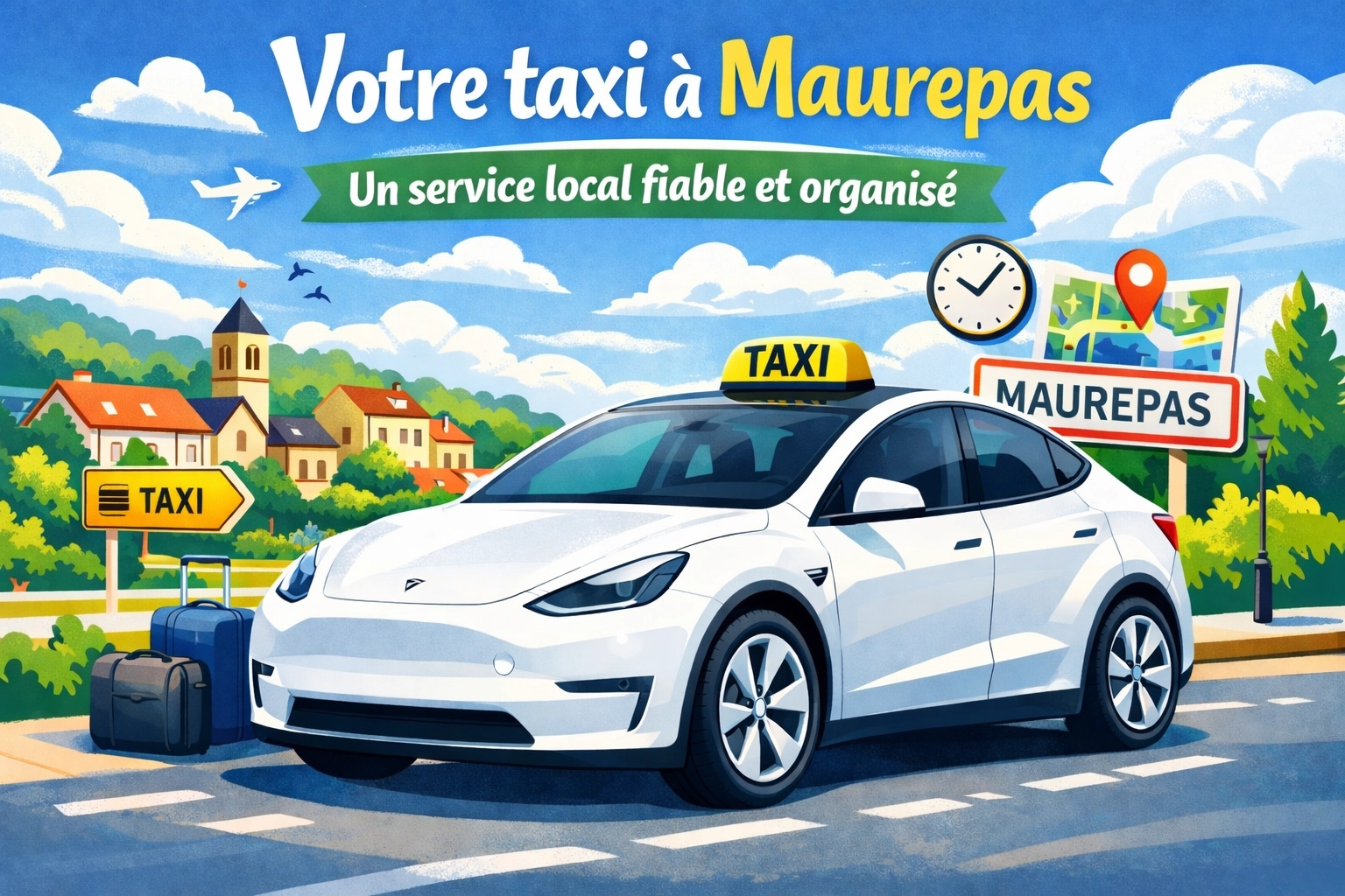 taxi à Maurepas avec véhicule confortable pour trajets locaux et transferts vers gare La Verrière et aéroports