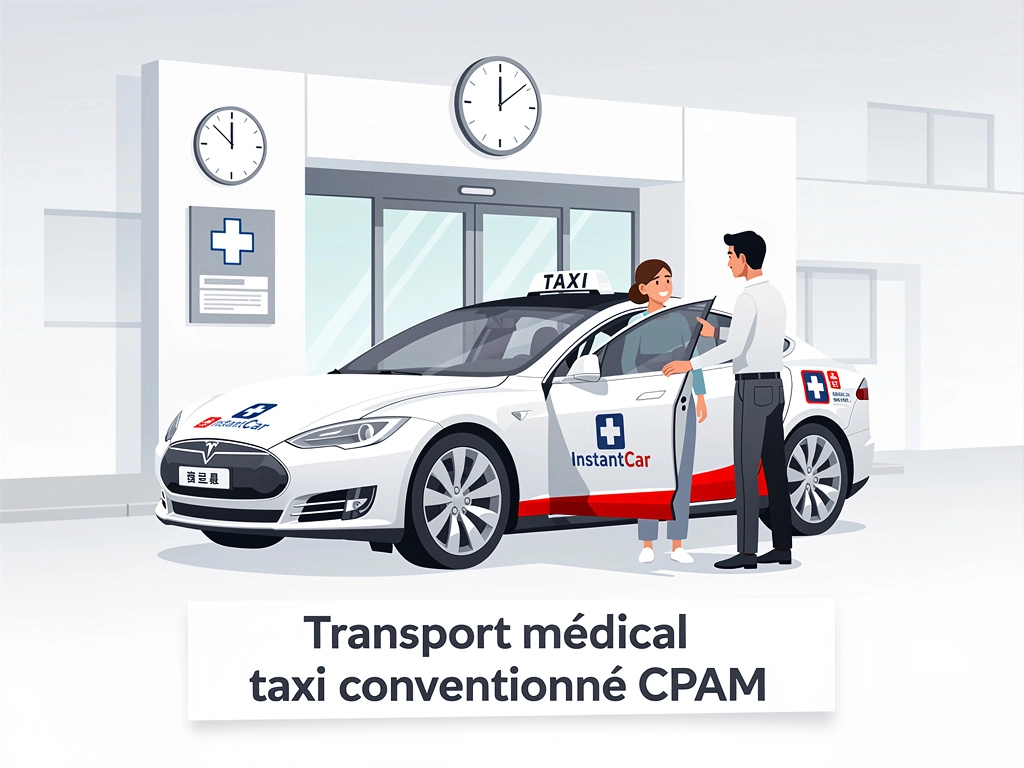 Transport médical en taxi conventionné CPAM accompagnant un patient vers un établissement de santé en toute sécurité